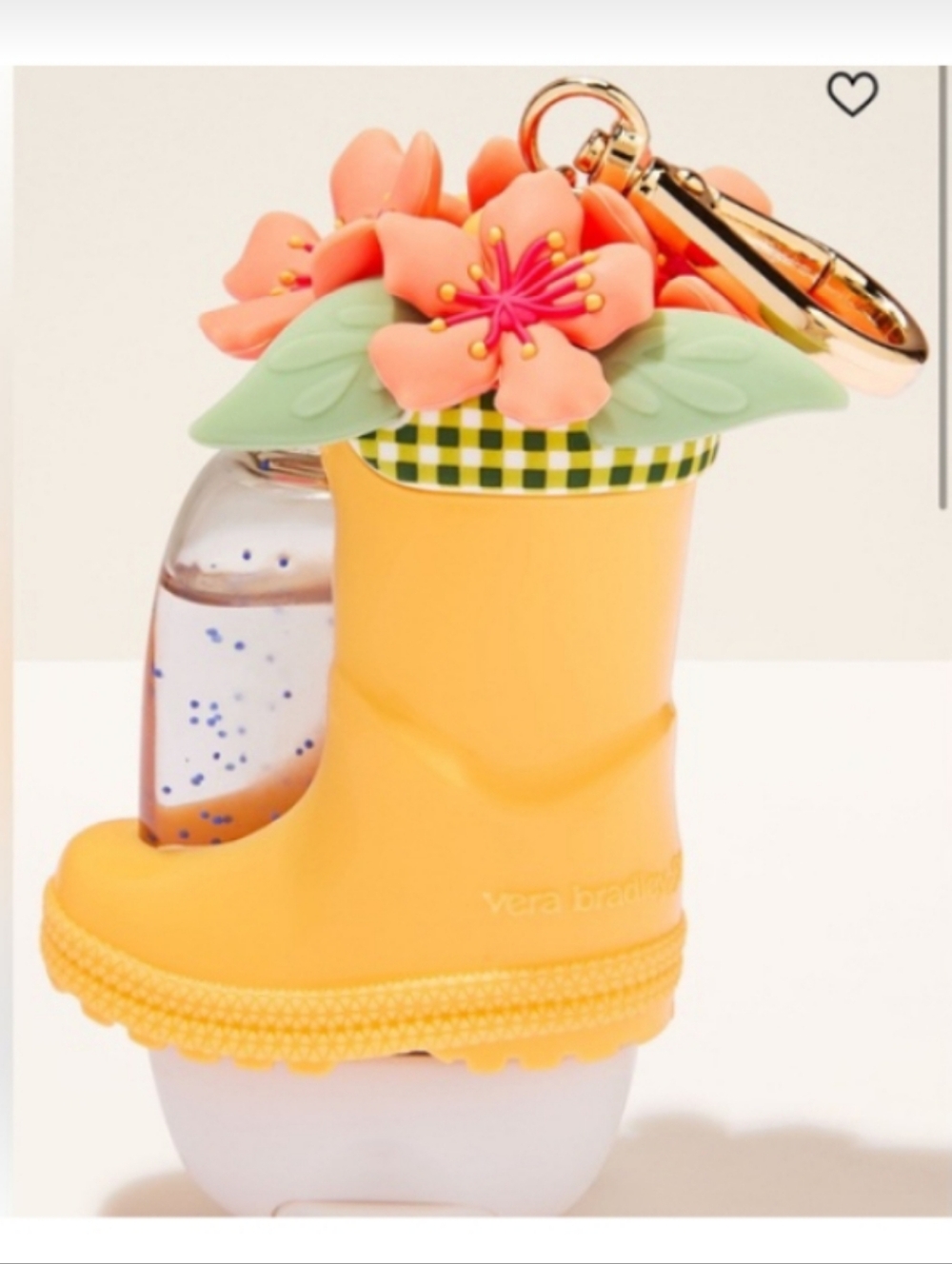 Vera Bradley Yellow Rain Boot Hand Sanitizer Holder with Pink Floral Charm